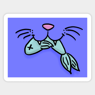 Copy of Cat Mouth With Fish (Blue) Sticker